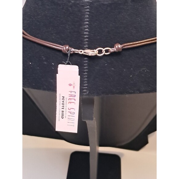 Peyote Bird Teardrop Moonstone Pearls Silver Chain Leather Cord Necklace 19" NWT - Picture 6 of 8